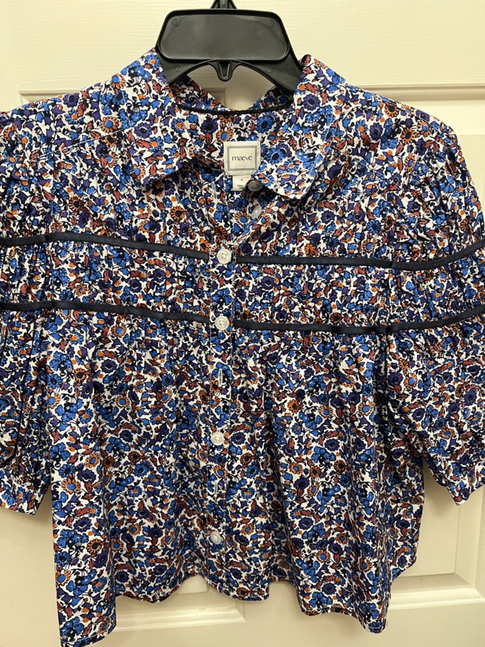 Leandra Shirred Yoke Blouse by Maeve - blue - Picture 7 of 11